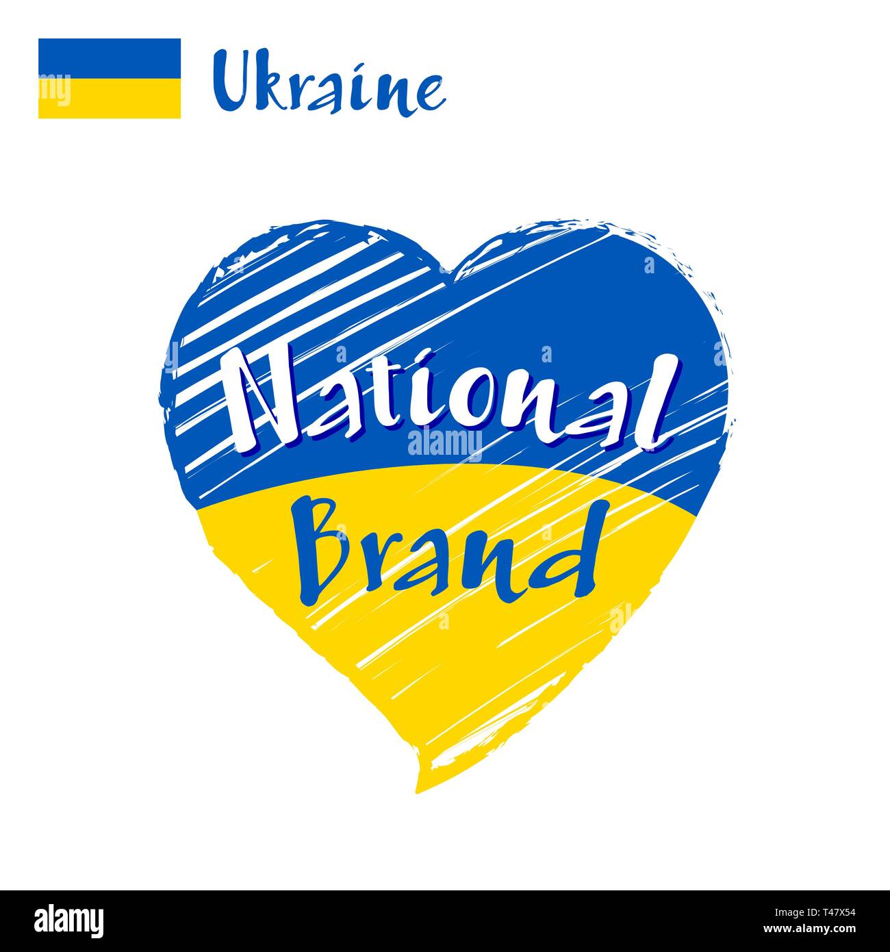 Bandiera del vettore cuore di Ucraina, marchio nazionale. Illustrazione Vettoriale