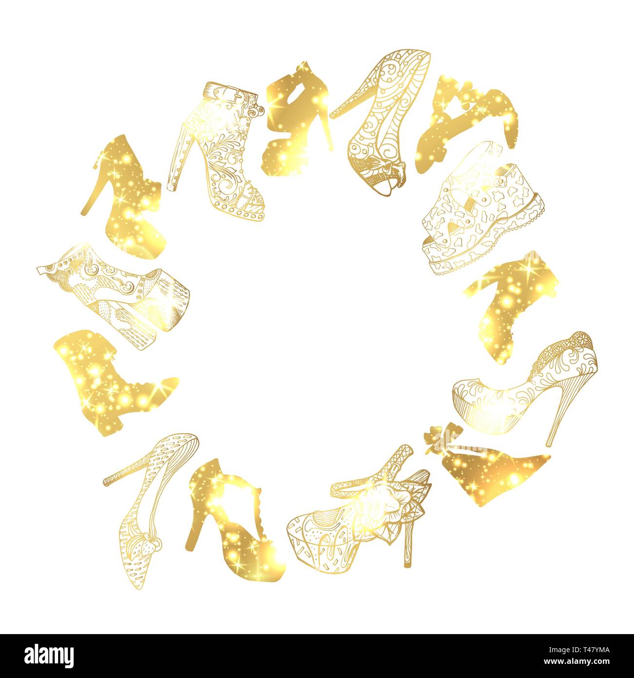 Golden Shoes Collection segno, Creative moderne, alla Moda e Fashion Shop  modello Logo. Simbolo di oro con Illustrazione disegnata a mano scritte su  sfondo bianco Immagine e Vettoriale - Alamy