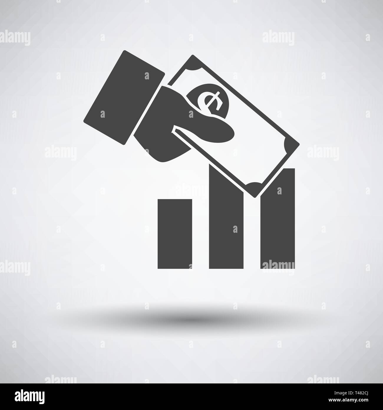 Icona di investimento su sfondo grigio, round ombra. Illustrazione Vettoriale. Illustrazione Vettoriale