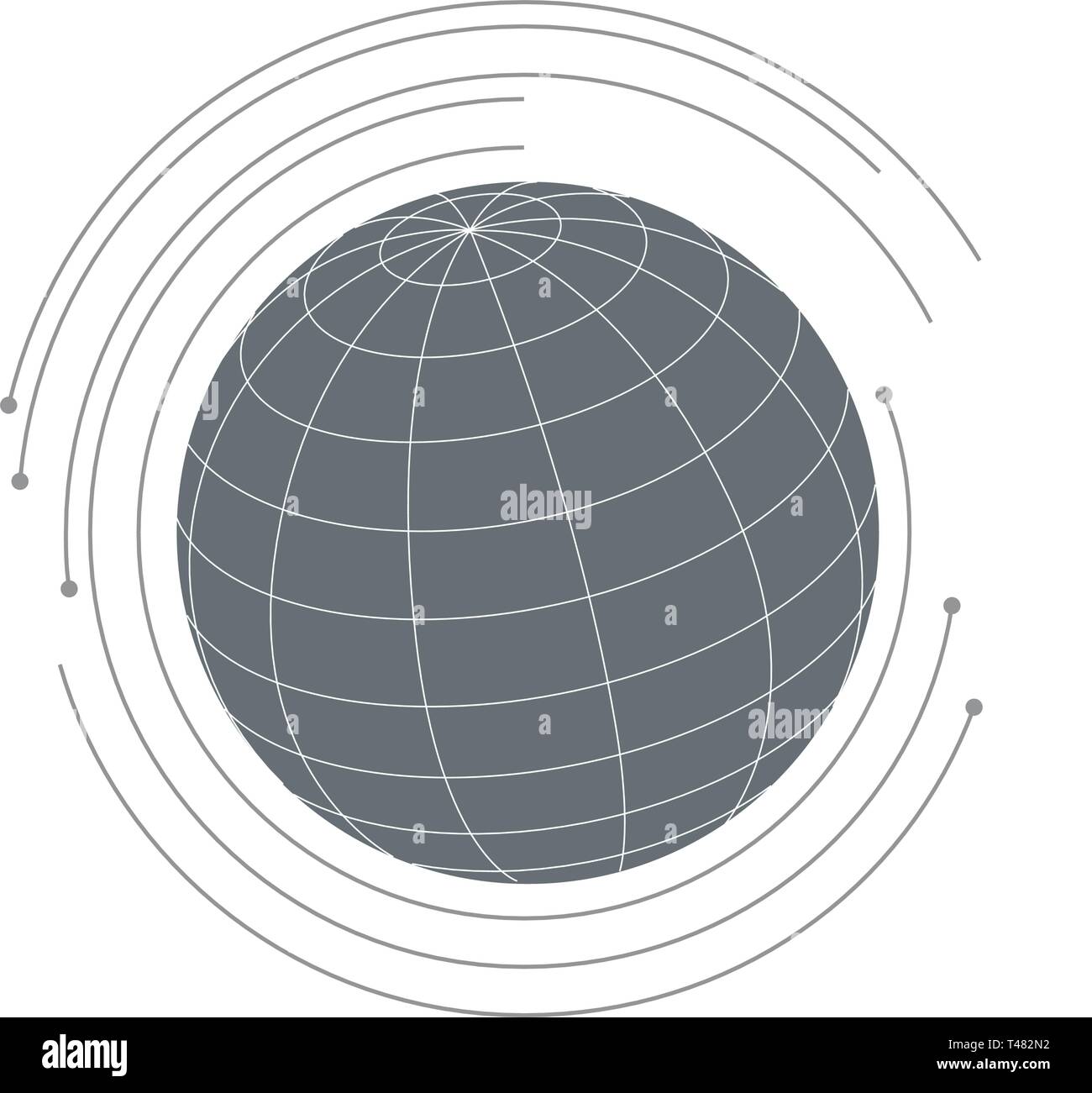 Icona del pianeta quinto avveniristico cerchi intorno a esso. Terra segno. Simbolo mondiale. Illustrazione di vettore isolato su sfondo bianco Illustrazione Vettoriale