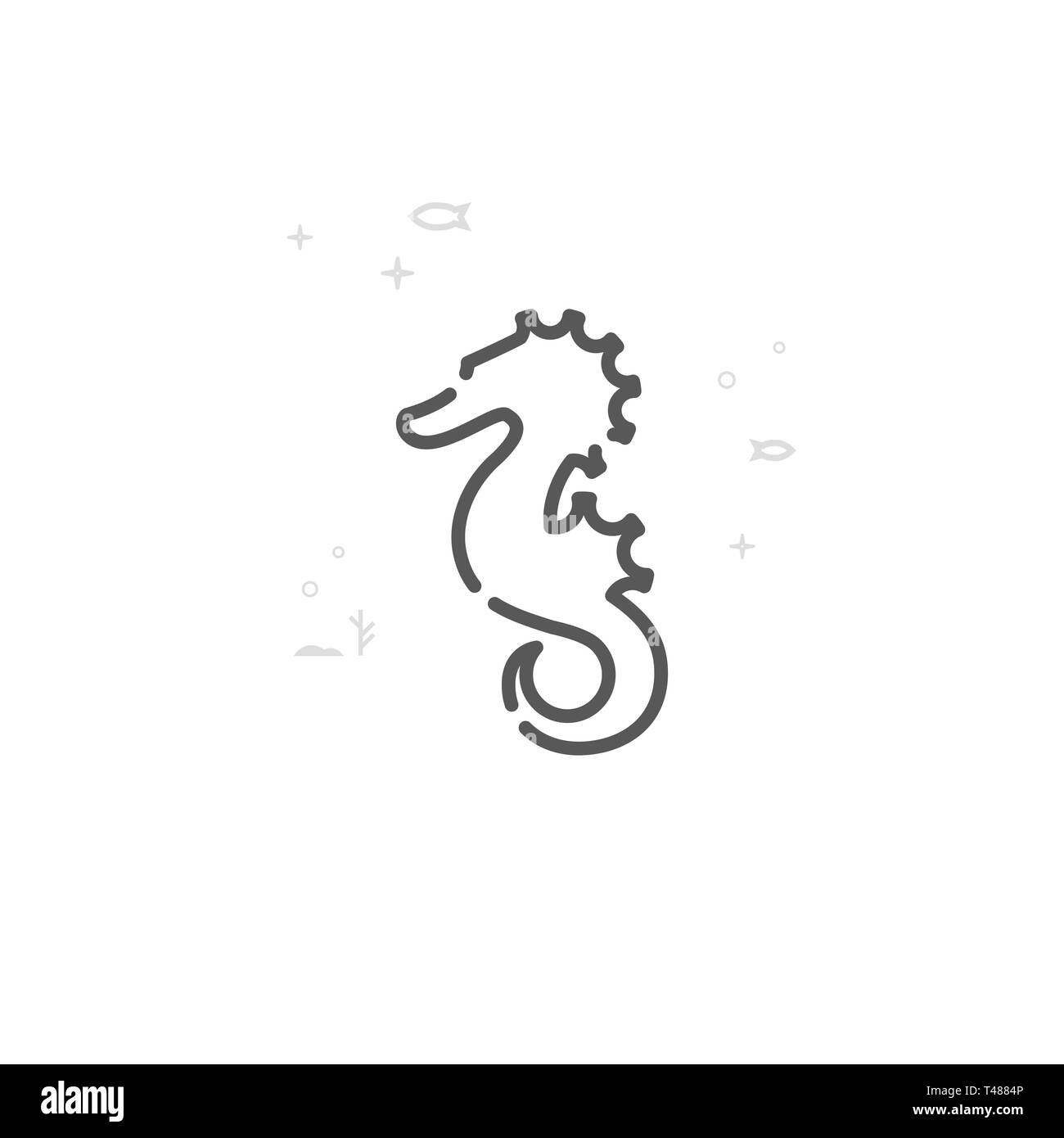 Ippocampo, Cavalluccio Icona linea. La vita marina, creature del mare simbolo, il pittogramma, segno. Luce geometrica astratta sfondo. Foto Stock