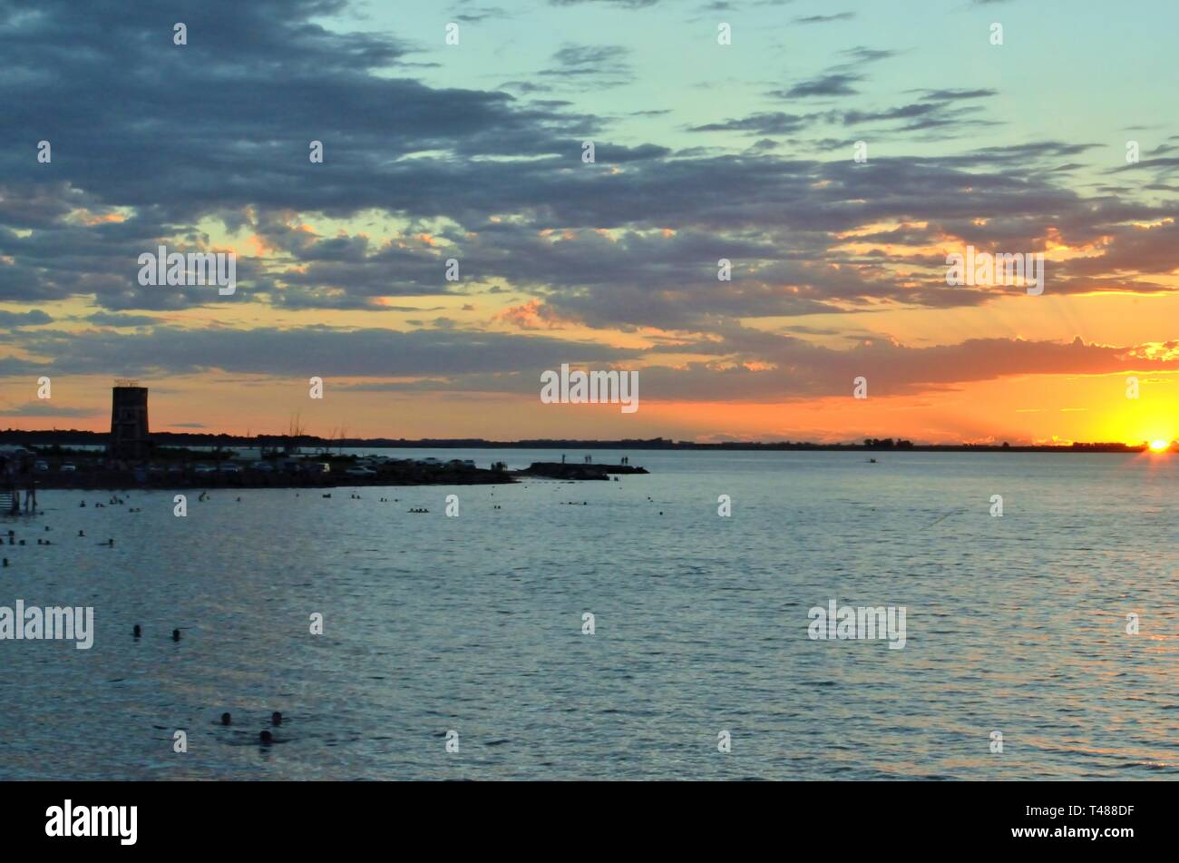 La mar chiquita (poco mare), tramonto, Argentina Foto Stock