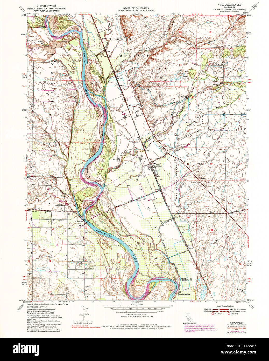 USGS TOPO Map California CA 102375 Vina 1950 24000 Restauro Foto Stock