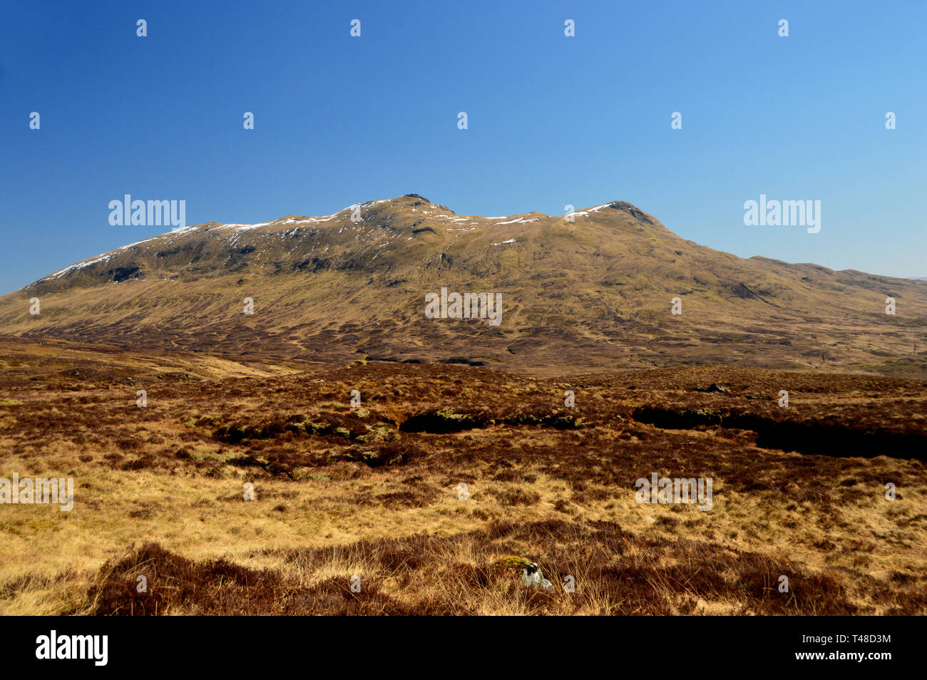 La montagna scozzese Munro Sgiath Chuil da vicino il vertice della Corbett Beinn nan Imirean in Glen Dochart, Highlands scozzesi, Scotland, Regno Unito. Foto Stock