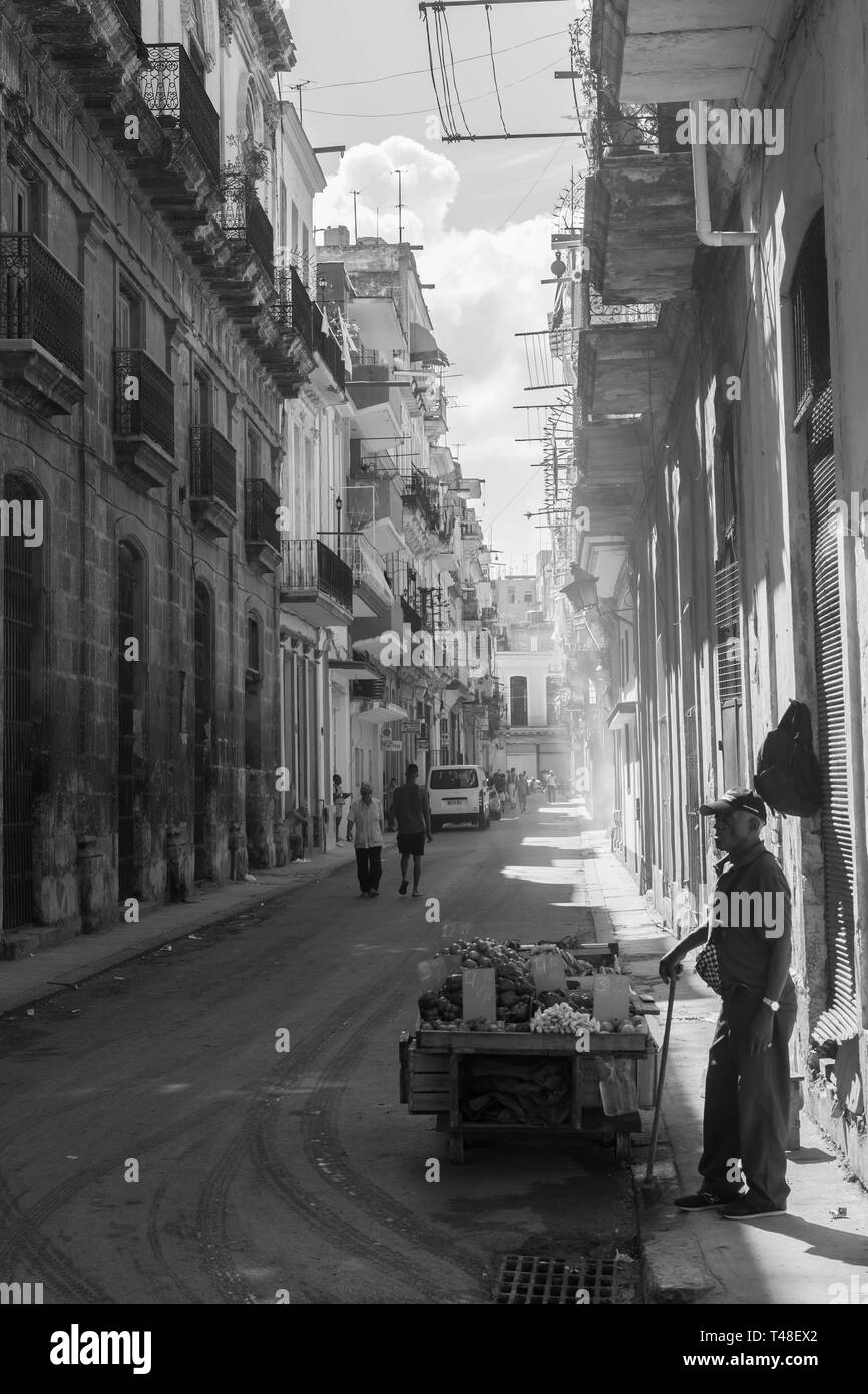 L'Avana, Cuba - Febbraio 2019: quotidiani locali e turistiche di istantanee di vita sulle strade di La Habana, Cuba nel febbraio 2019 Foto Stock