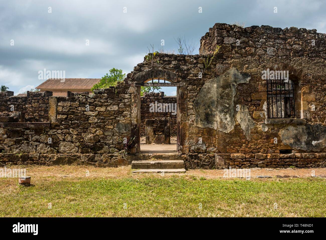 Ex carcere politico sull isola di diavoli, Iles du Salut, Guiana francese Foto Stock