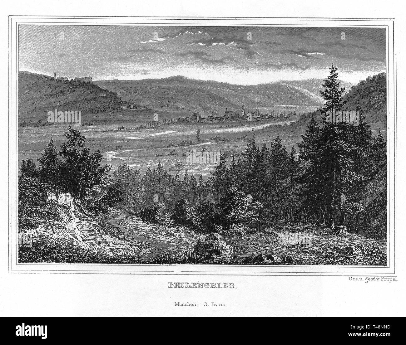 Beilngries an der Altmuhl, disegni e incisioni J. Poppel, acciaio incisione da 1840-1854, regno di Baviera, Germania Foto Stock