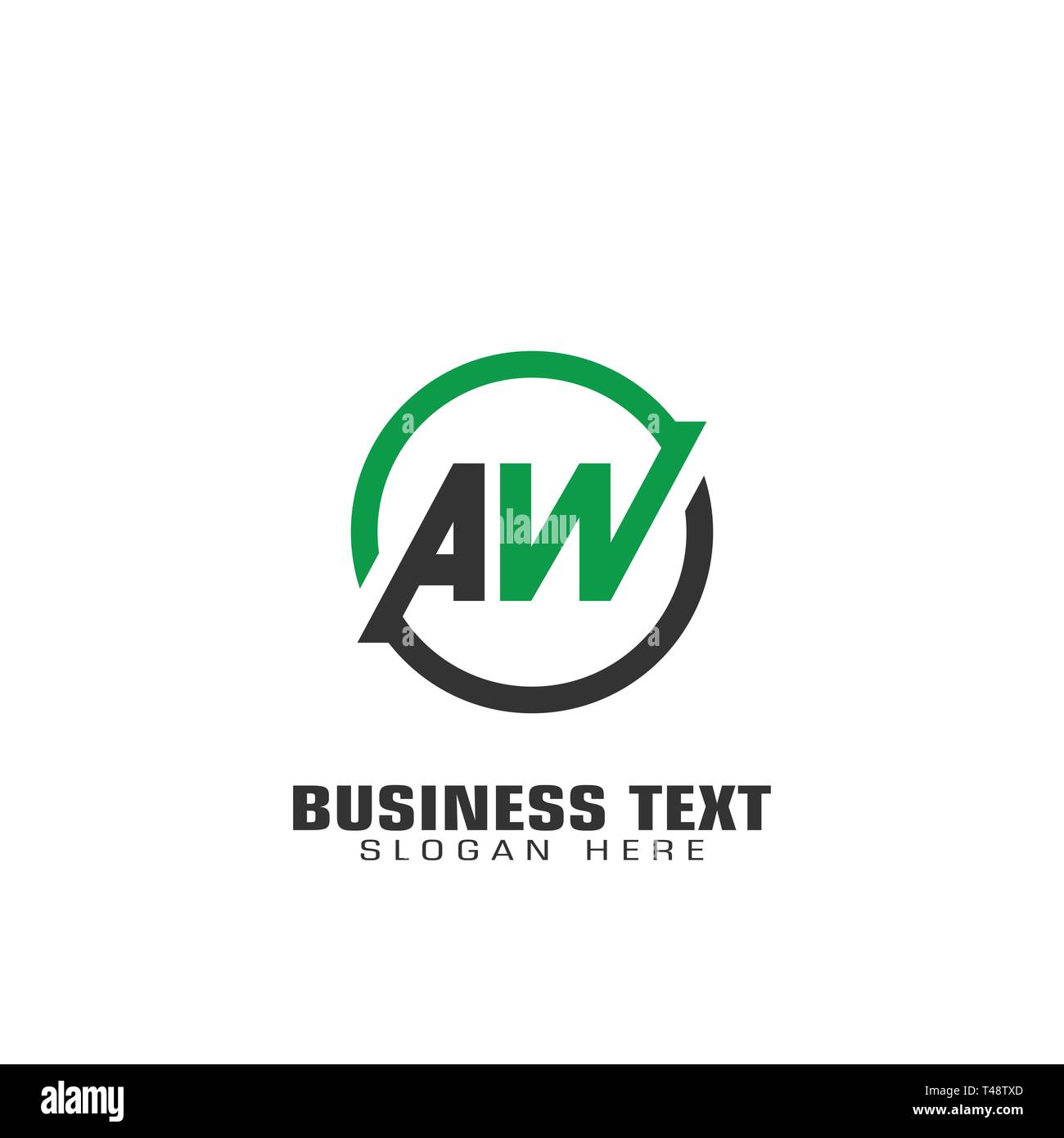 Lettera circolare AW logo, lettera iniziale aw logo grafico modello, piatta isolata del logo su sfondo bianco. Illustrazione Vettoriale