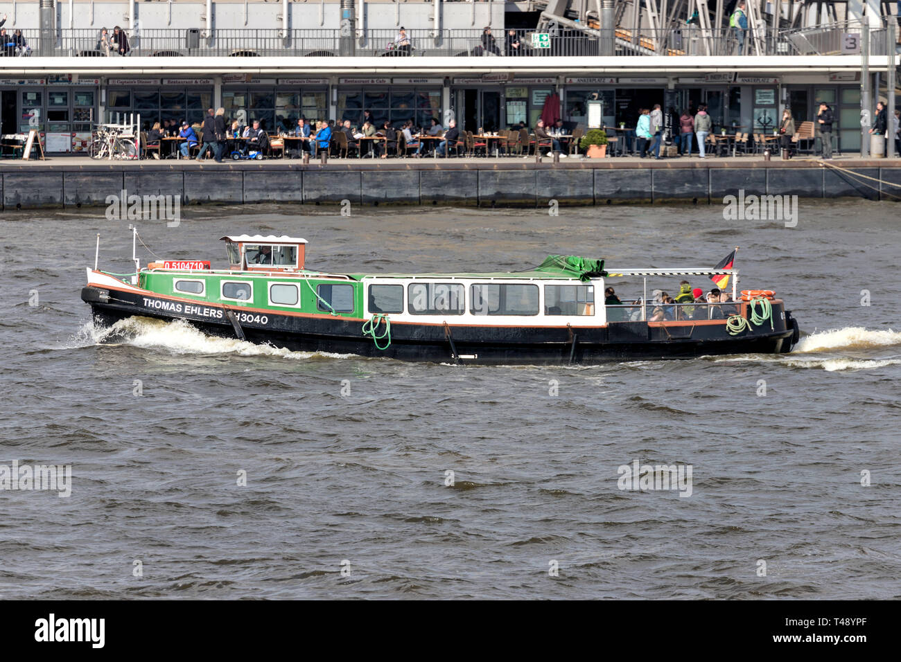 Escursione in barca, imbarcazioni da diporto, Amburgo, Germania, Tedesco, nave passeggeri, nave passeggeri passeggeri, nave passeggeri, nave, turismo, vacanze, vesse Foto Stock