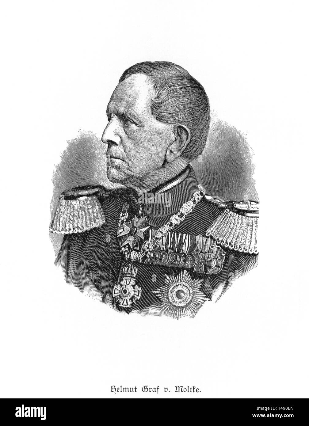 Europa, Deutschland, Meclenburgo-Pomerania Occidentale, Parchim, Helmuth Graf von Moltke, preußischer Generalfeldmarschall, Porträt, illustrazione aus : ' Dreißig Foto Stock
