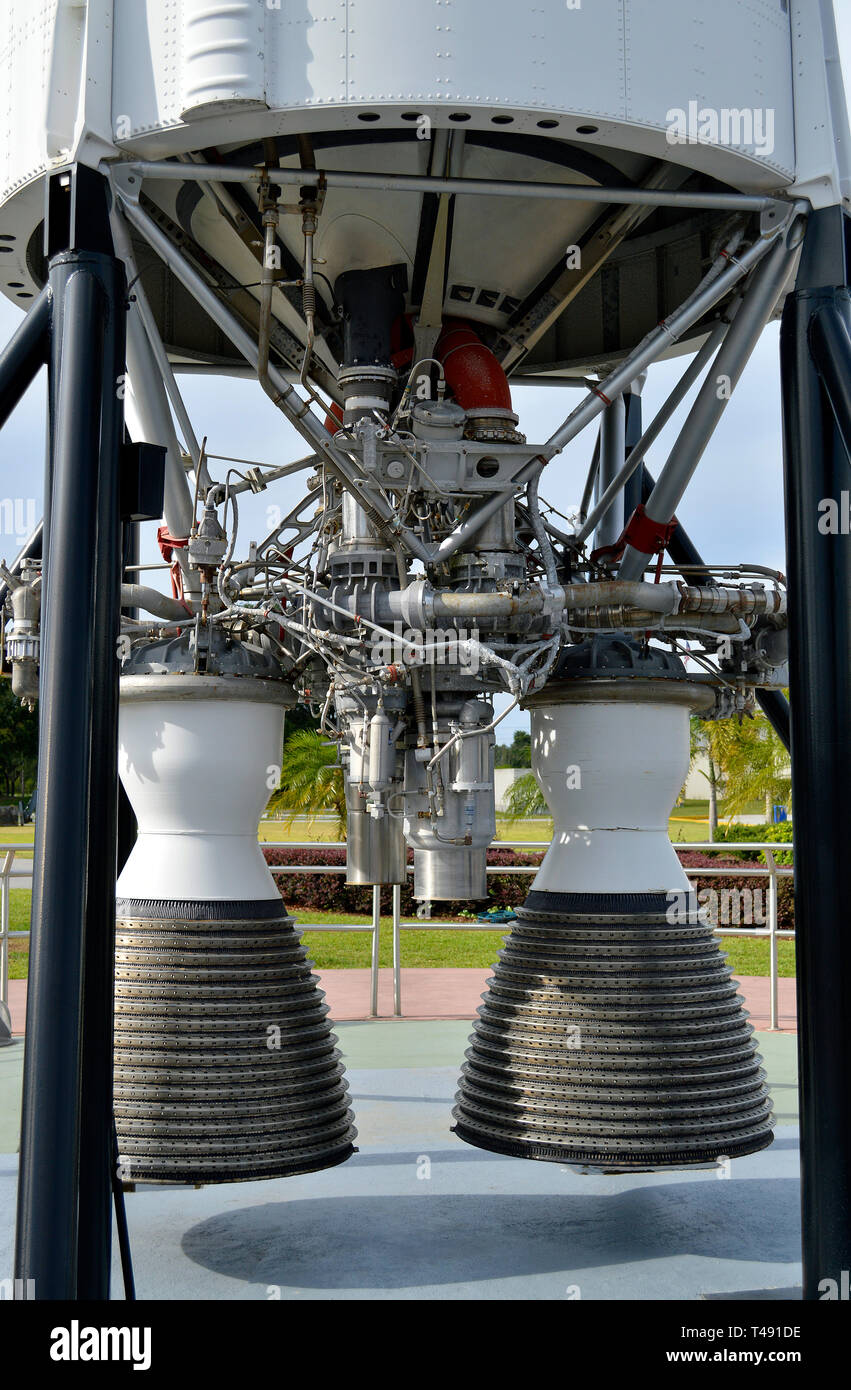 Apollo F1 motore sul display al Kennedy Space Center in Florida Foto Stock