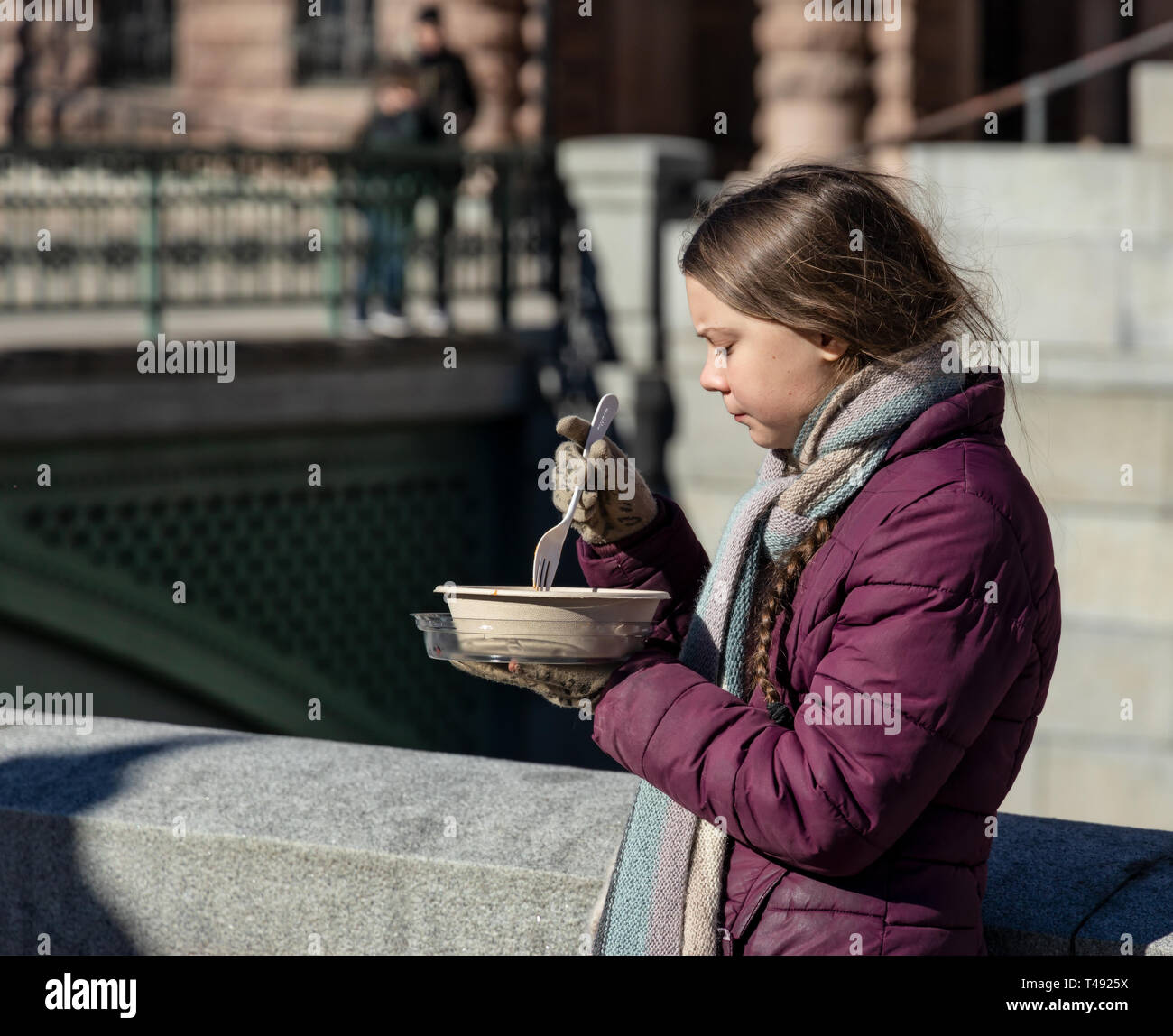 Stoccolma, Svezia. 22 marzo, 2019. 16-anno-vecchio clima svedese Greta attivista Thunberg dimostrando a Stoccolma il venerdì. Foto Stock