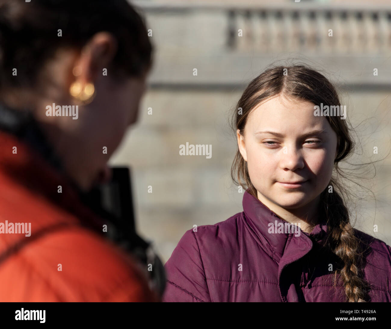 Stoccolma, Svezia. 22 marzo, 2019. 16-anno-vecchio clima svedese Greta attivista Thunberg dimostrando a Stoccolma il venerdì. Foto Stock