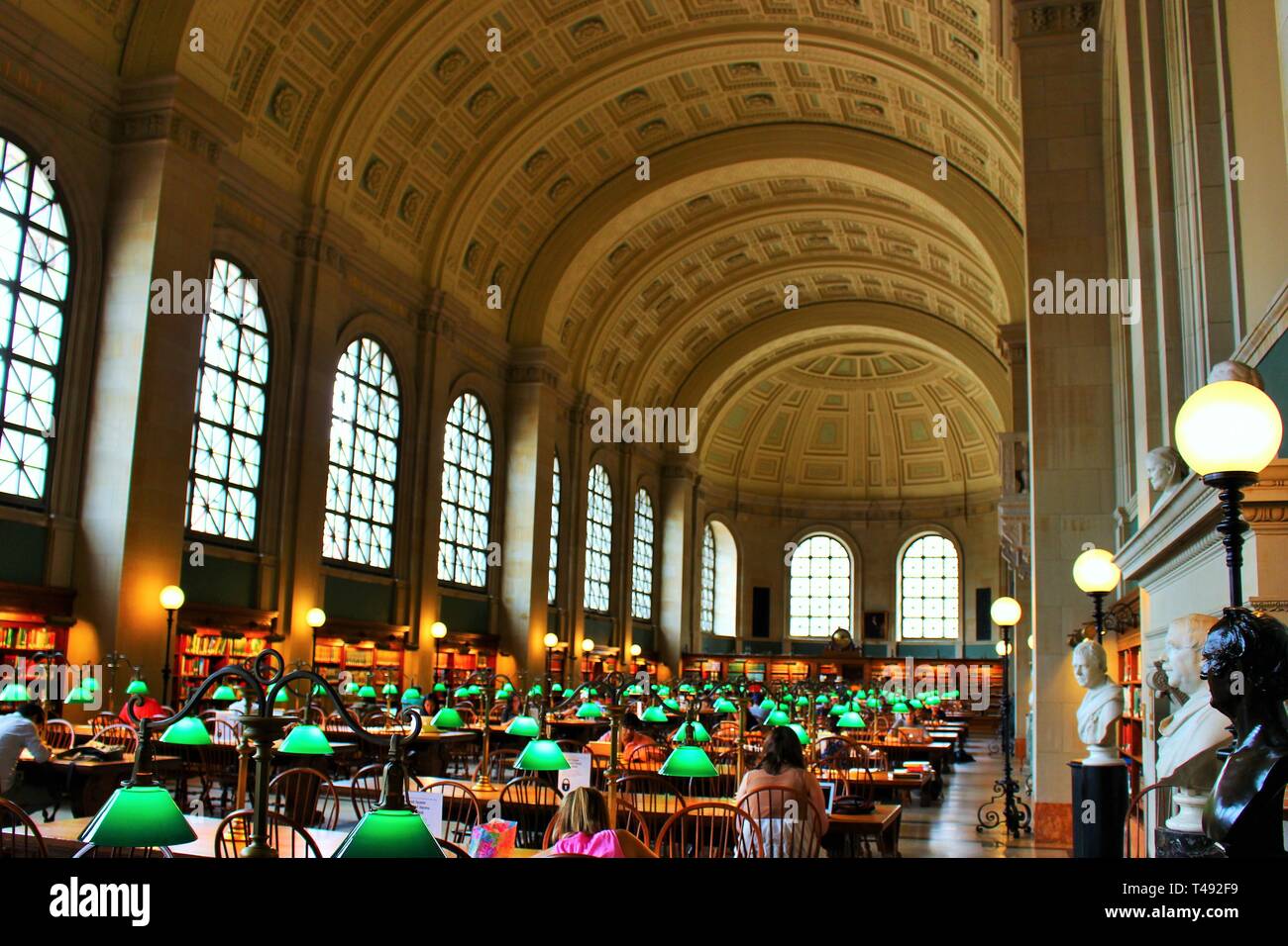 Boston Public Library della sala principale. Boston, MA Foto Stock