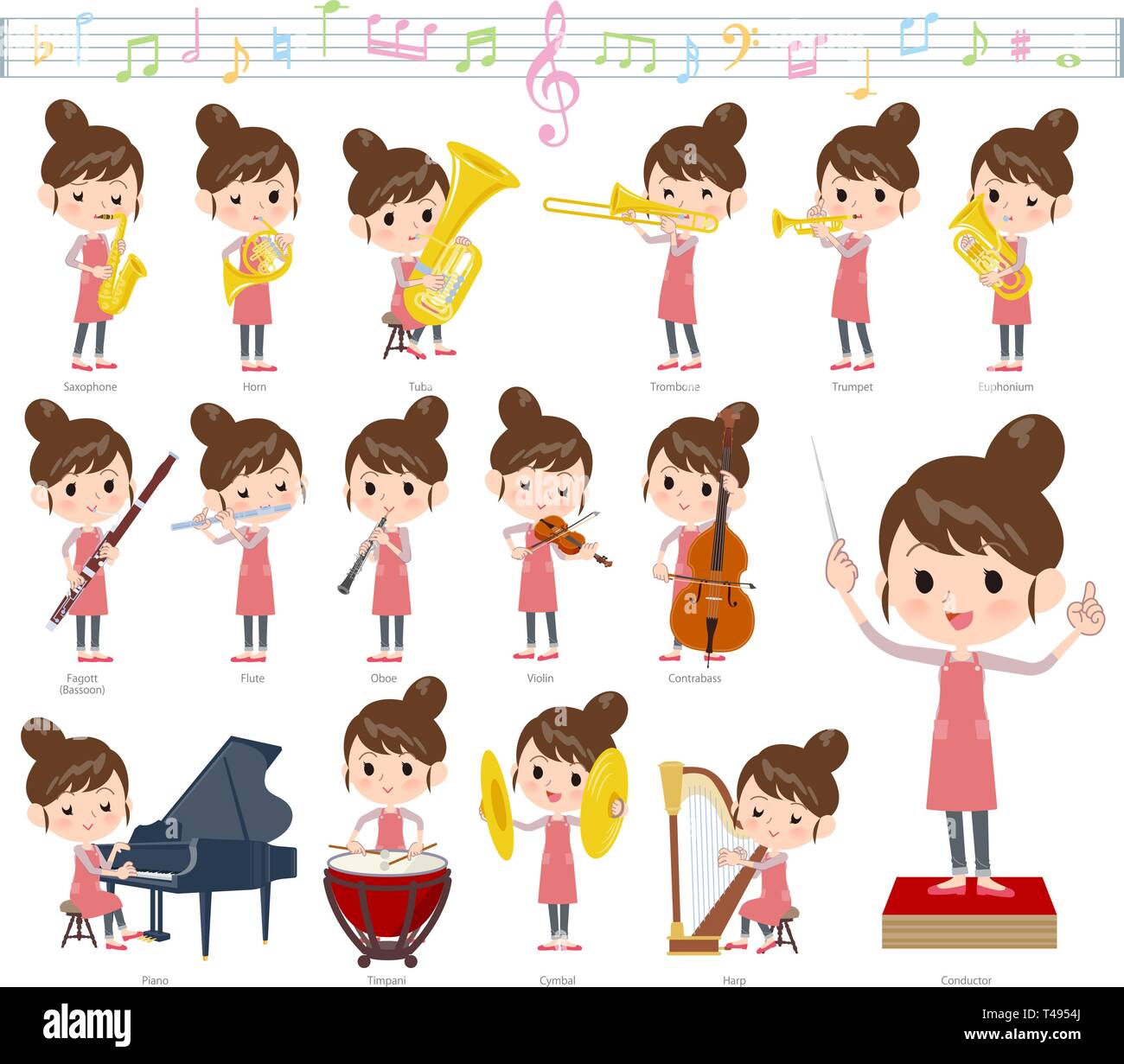 Un set di MOM su spettacoli di musica classica.Ci sono le azioni da svolgere vari strumenti come gli strumenti a corda e strumenti a fiato.è il vettore Illustrazione Vettoriale