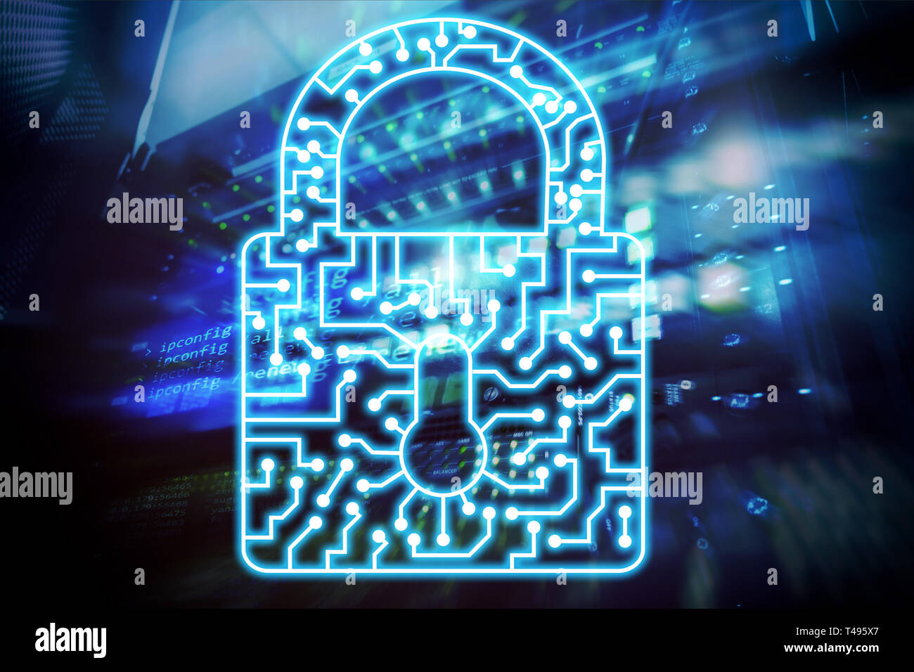 Cyber security lock icona Privacy Informazioni sulla protezione dei dati e internet concetto tecnologico. Foto Stock