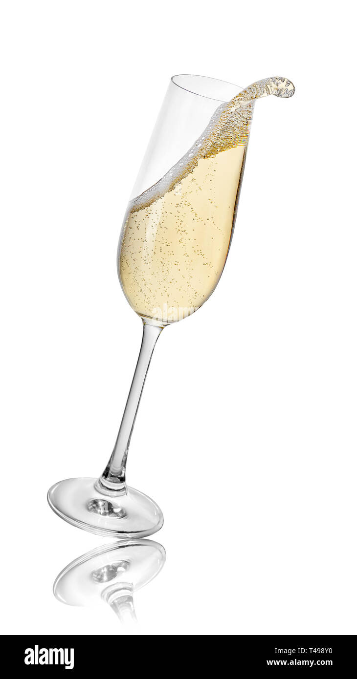 Bicchiere di champagne con splash Foto Stock