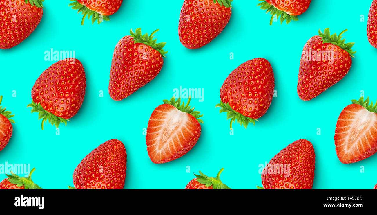 Fragola seamless pattern, vista dall'alto, laici piatta Foto Stock