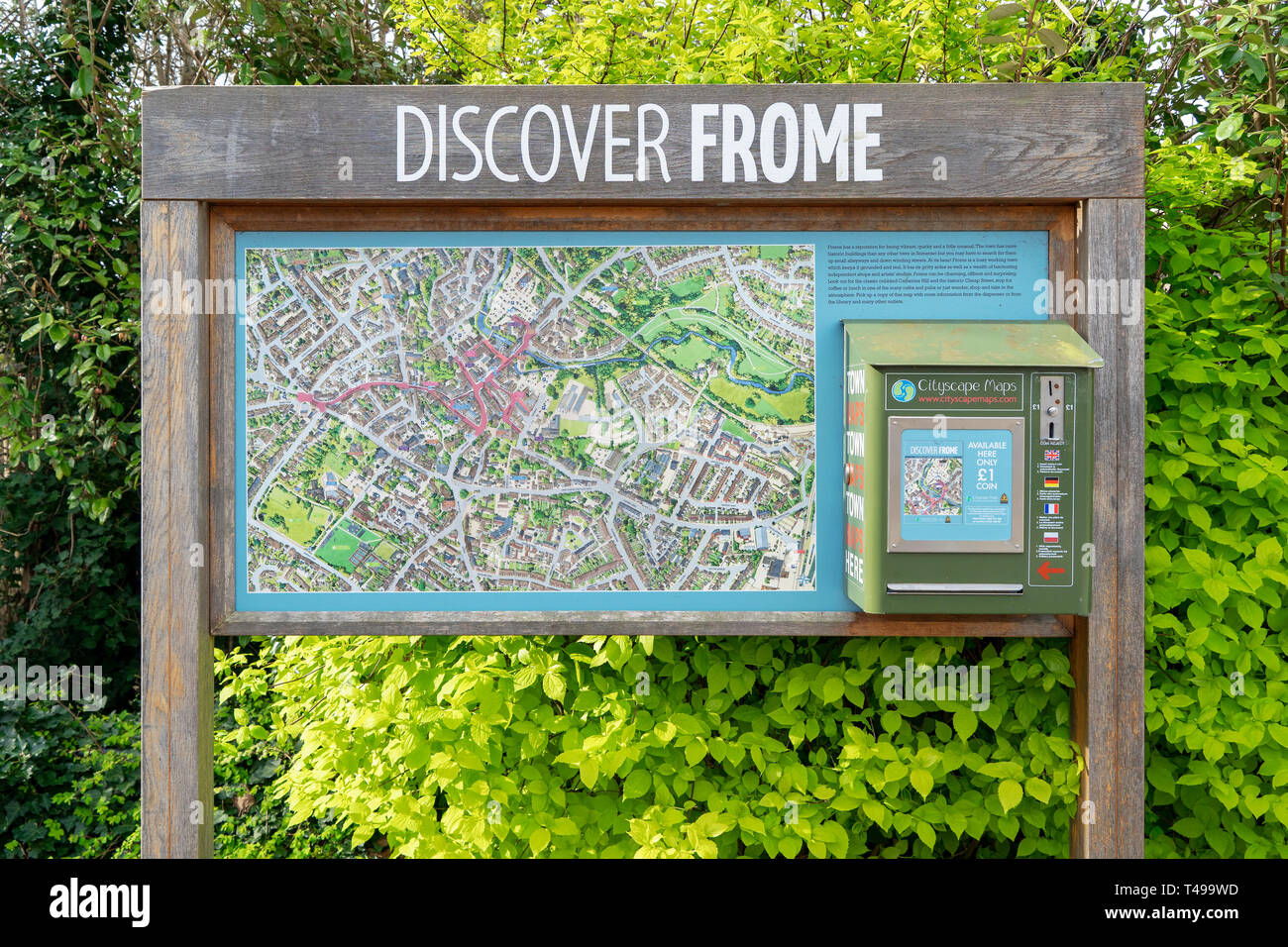 Mappa stradale e guida turistica di Frome REGNO UNITO Foto Stock