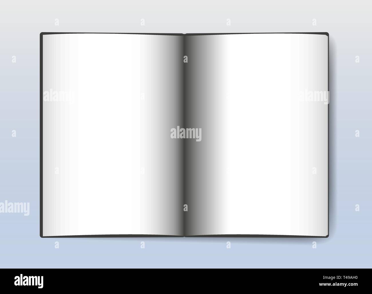 Vuoto pagine bianche libro aperto con ombra Illustrazione Vettoriale