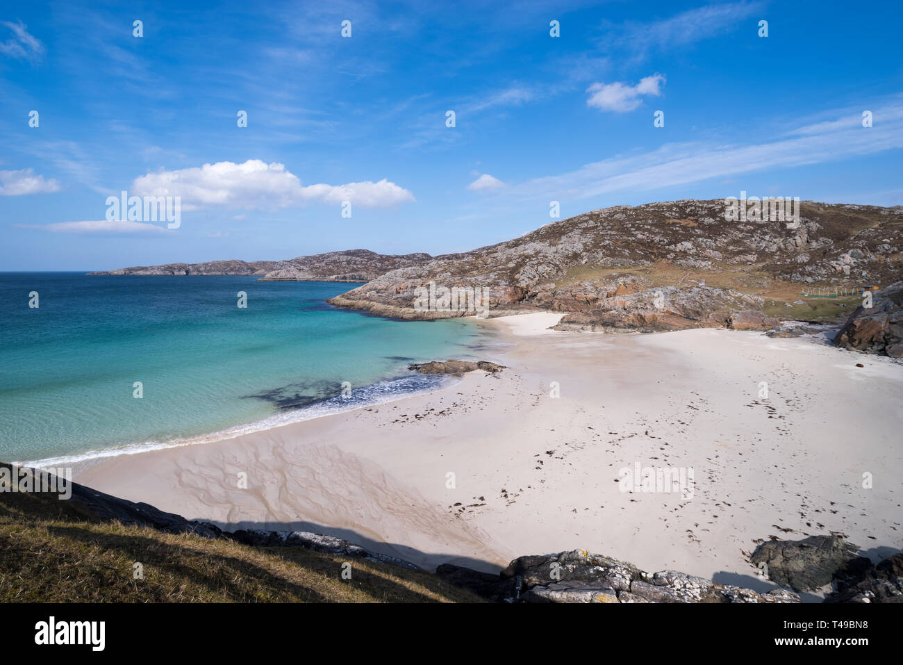 : Achmelvich Beach sulla costa nord 500 vicino a Lochinver, Assynt, Scozia Foto Stock