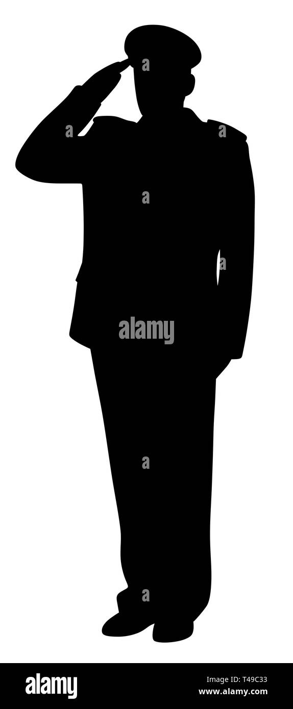 Soldato, officer, capitano, Admiral, poliziotto, marinaio o pompiere salutando Illustrazione Vettoriale