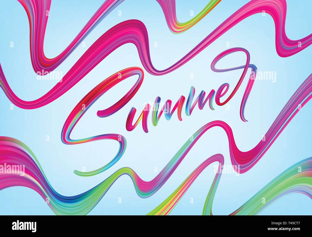 Manoscritte estate pennellata di vernice acrilica lettering. Millustration vettore Illustrazione Vettoriale