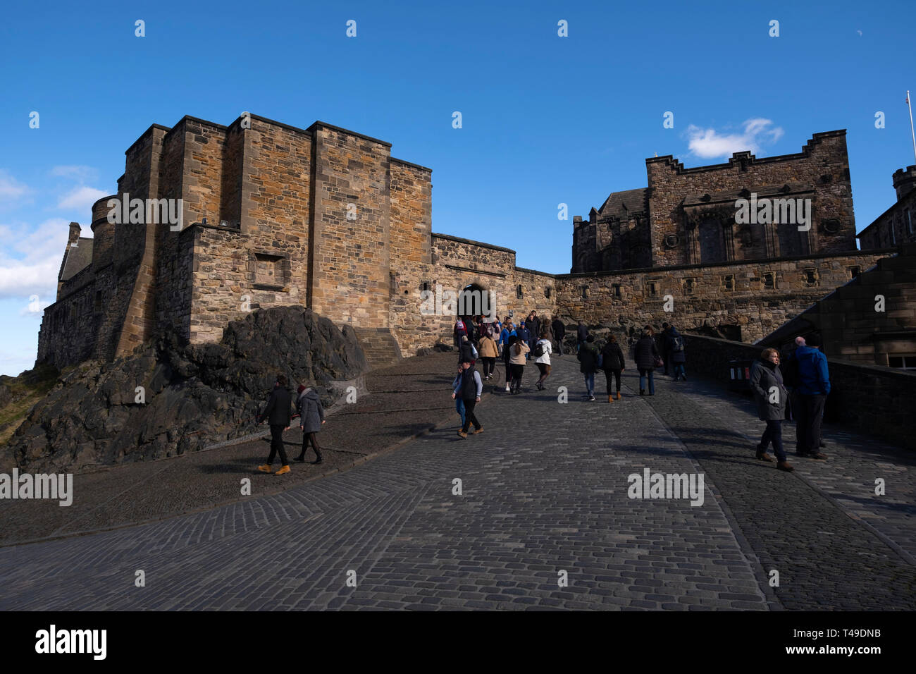 Foog's Gate, ingresso al Castello di Edimburgo tomaia ward, Edimburgo, Scozia, Regno Unito, Europa Foto Stock