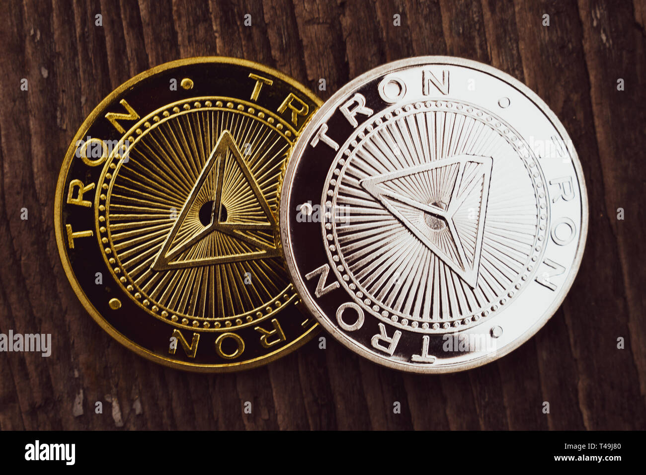 Monete Tron TRX, denaro digitale, nuova cryptocurrency Foto stock - Alamy