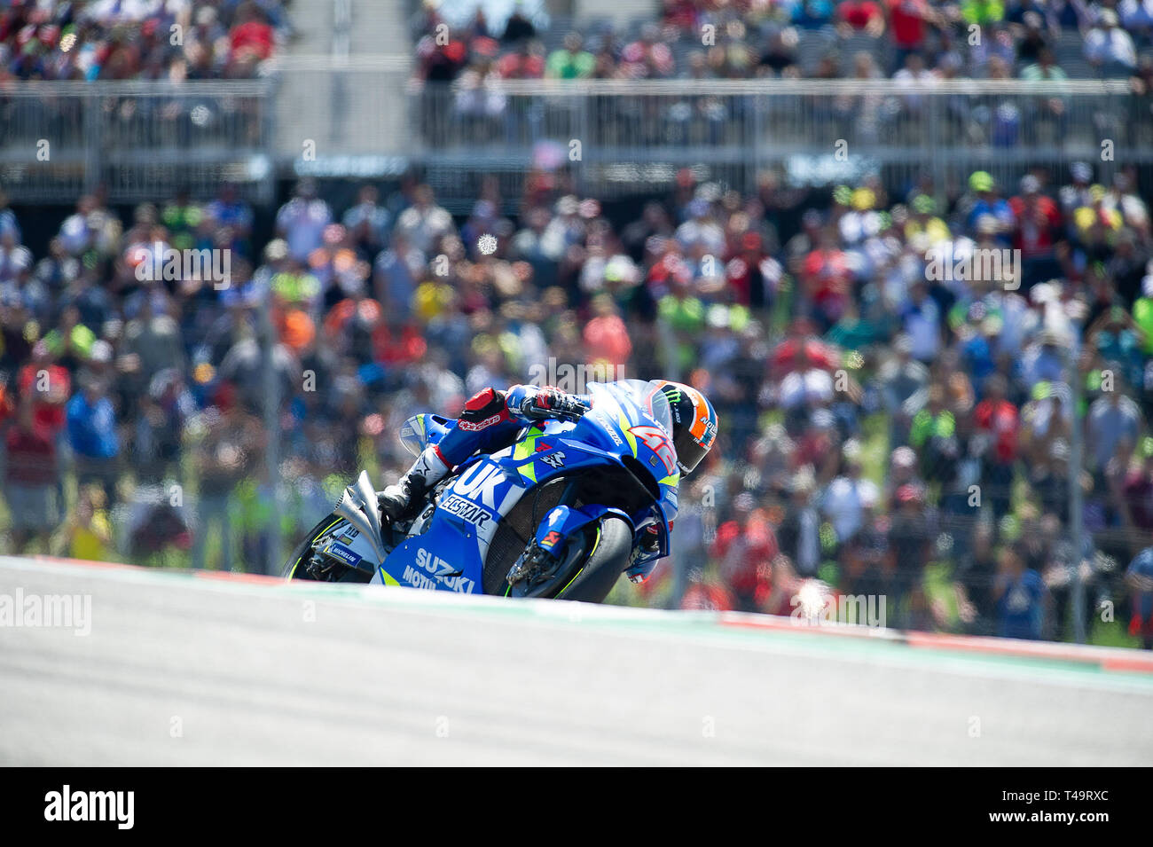 Austin, Texas, Stati Uniti d'America. Xiv Apr 2019. Aprile 14, 2019: Alex Rins #42 con il Team Suzuki in azione di gara di campionato al Red Bull Grand Prix delle Americhe. Austin, Texas. Mario Cantu/CSM Credito: Cal Sport Media/Alamy Live News Foto Stock