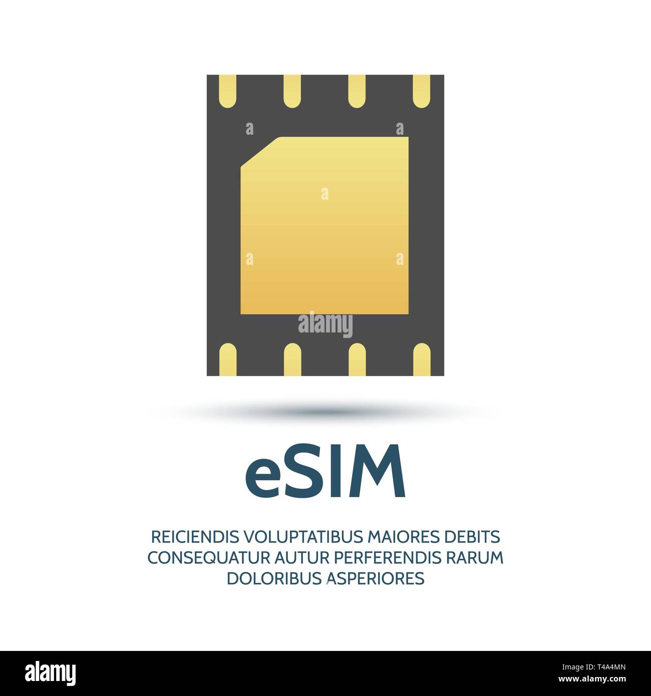Embedded sim. Elettronica cellulare di telecomunicazioni esim chip, il nuovo telefono cellulare GSM rete mobile simcard illustrazione vettoriale Illustrazione Vettoriale