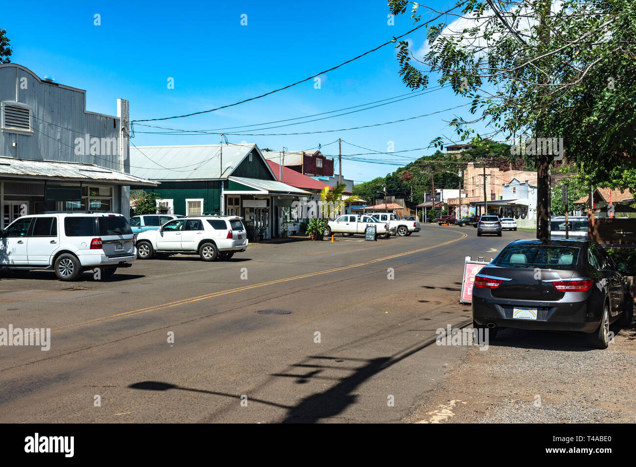 Eleele,Kauai,Hawaii - Maggio 14, 2018 : vista della strada principale di Eleele Foto Stock