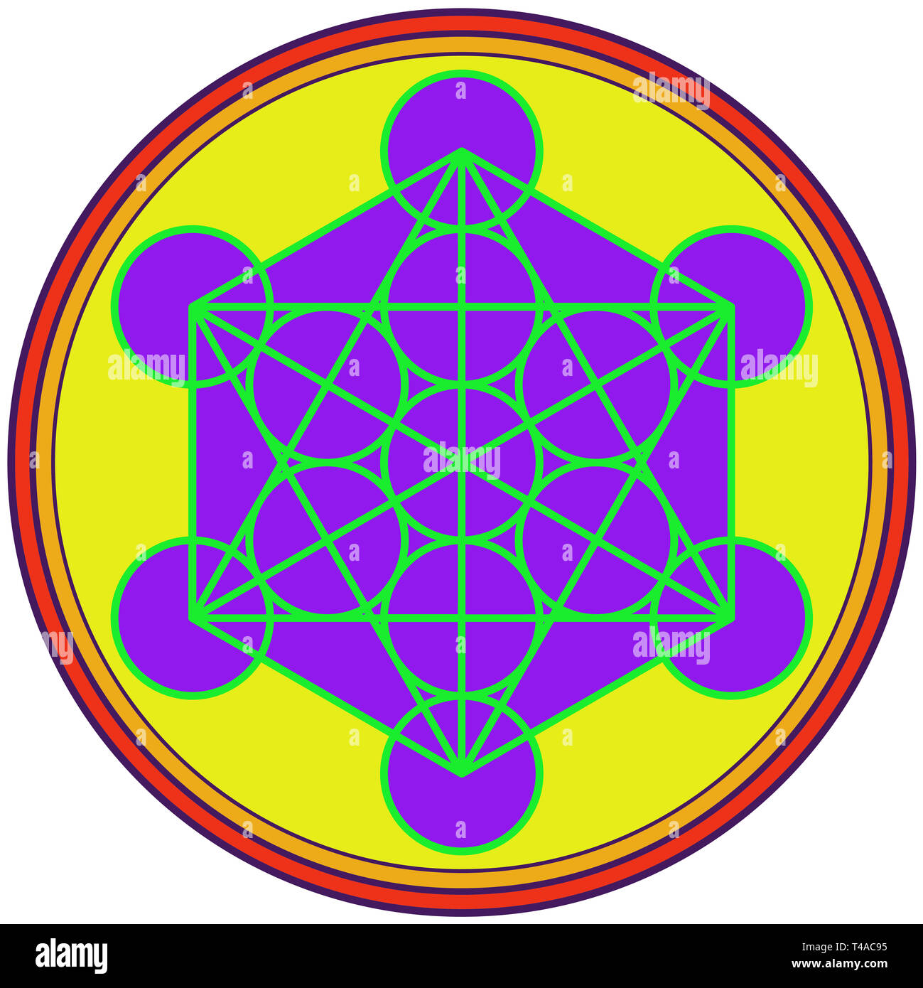 Metatron cube power energy geometria sacra meditazione illustrazione dei chakra Foto Stock