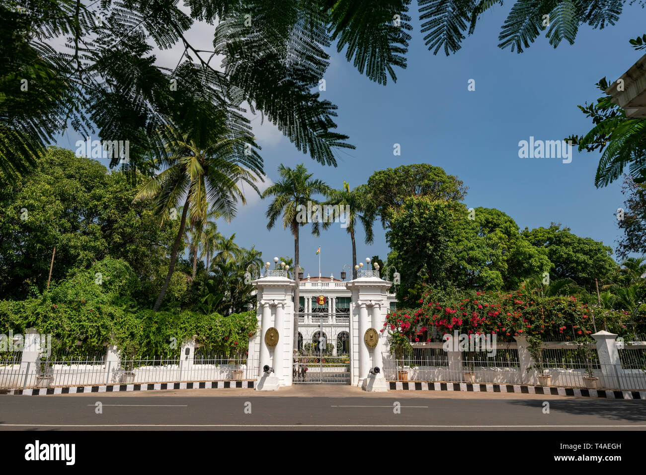 Vista orizzontale della Government House di Pondicherry, India. Foto Stock