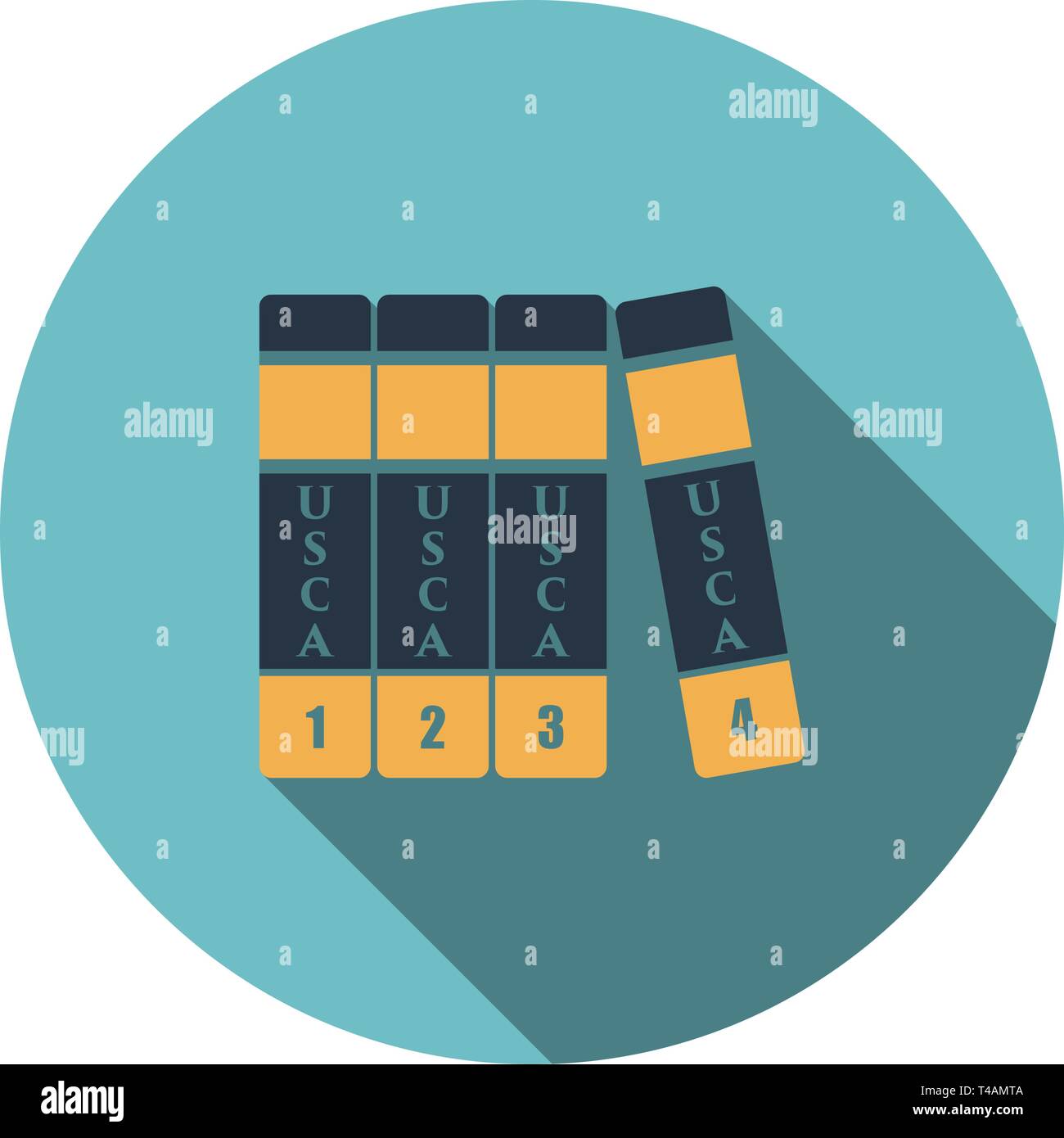 Codice di leggi icona. Design piatto circolare con lunga ombra. Illustrazione Vettoriale. Illustrazione Vettoriale