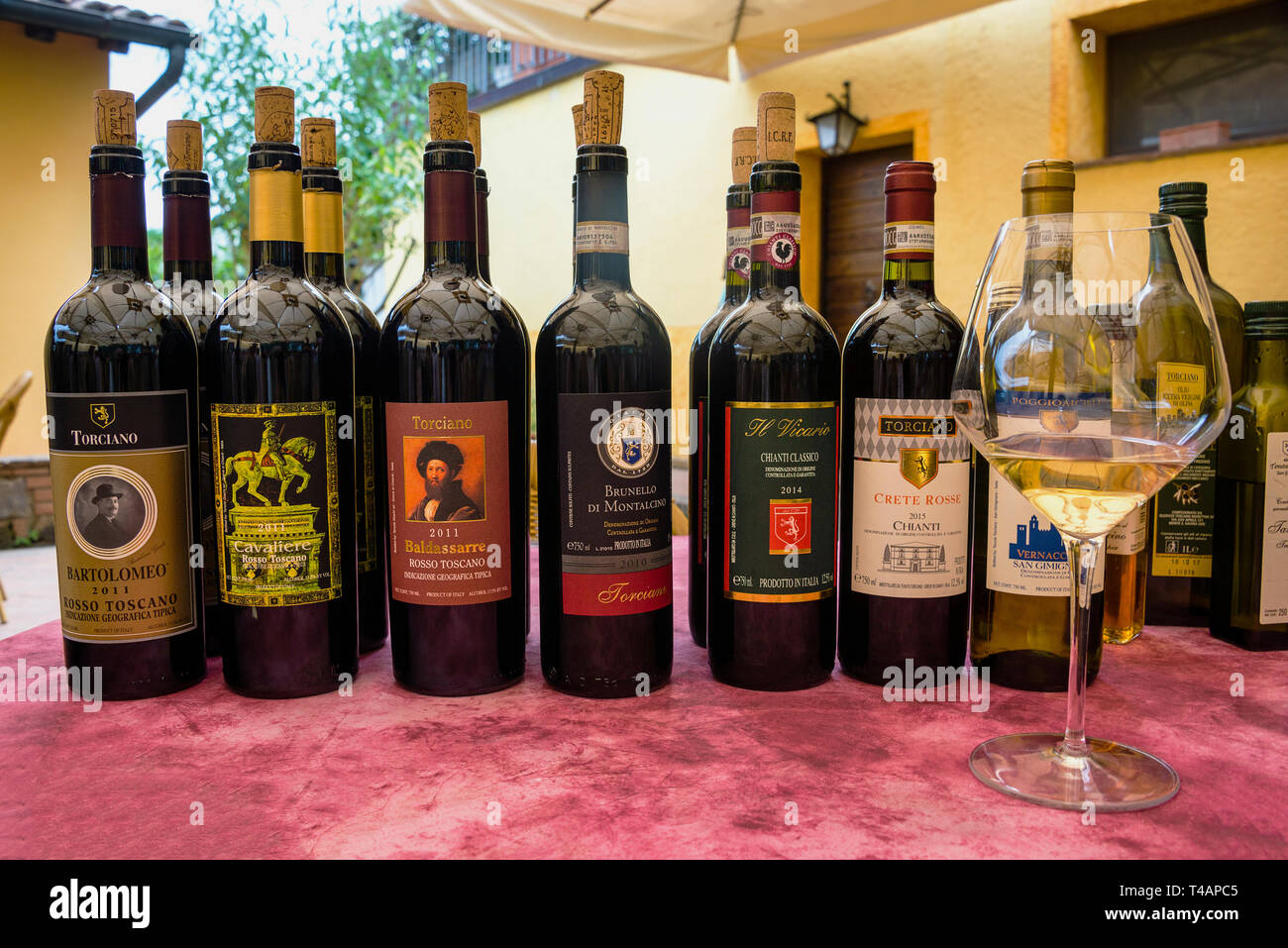 Chianti Classico vino italiano in Toscana, Italia. Foto Stock