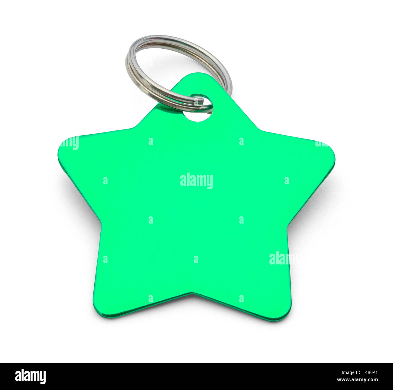 Blank Green Star Dog Tag isolati su sfondo bianco. Foto Stock