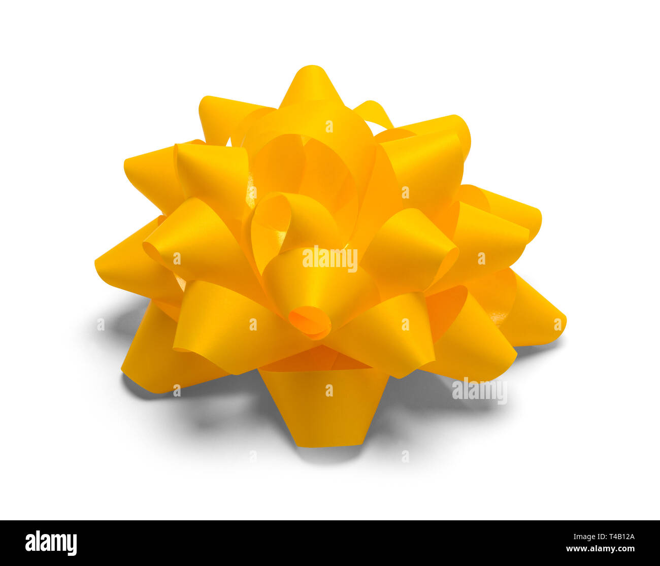 Giallo dono Bow isolati su sfondo bianco. Foto Stock