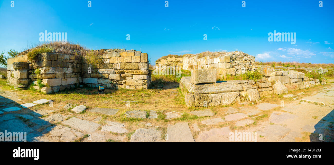 Le rovine romane di Histria cittadella nel comune di Istria, Dobrogea landmark, Romania Foto Stock