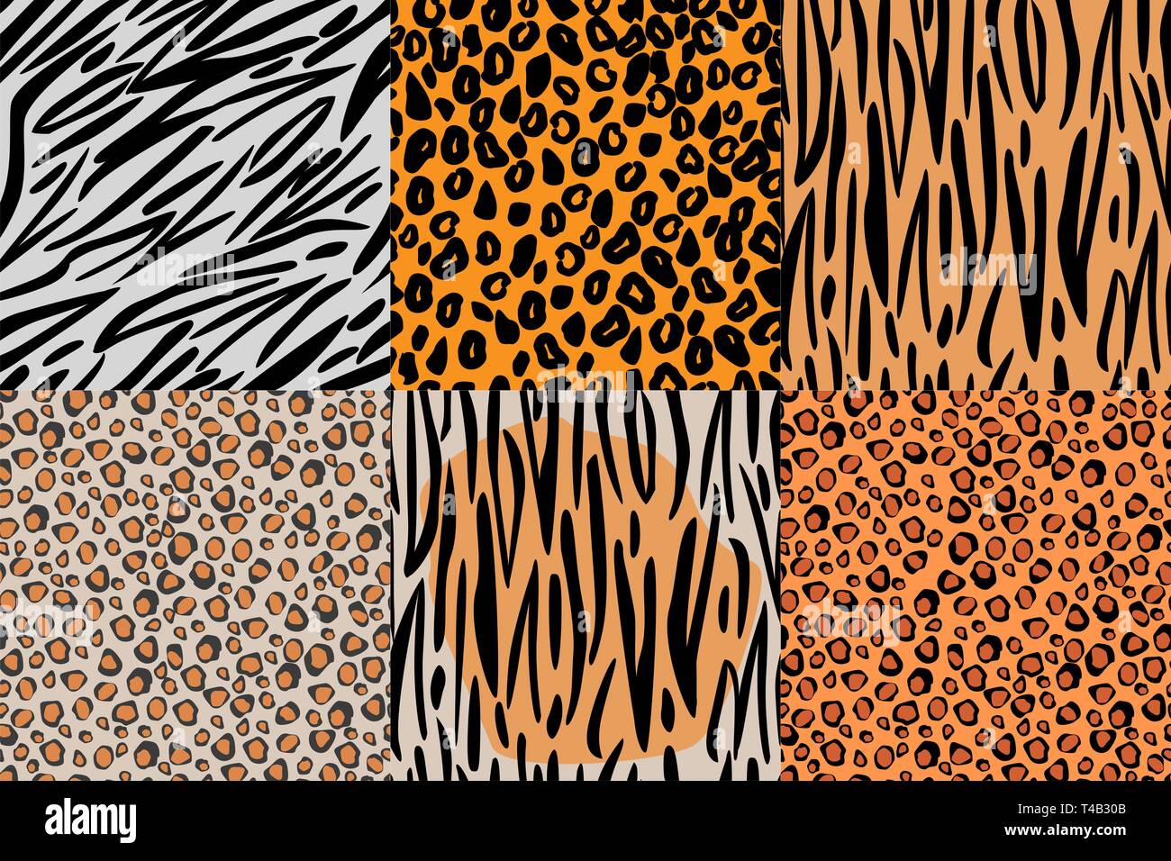 Set di pattern senza giunture con sottoprodotti di origine animale stampa. Stile di predatori Illustrazione Vettoriale