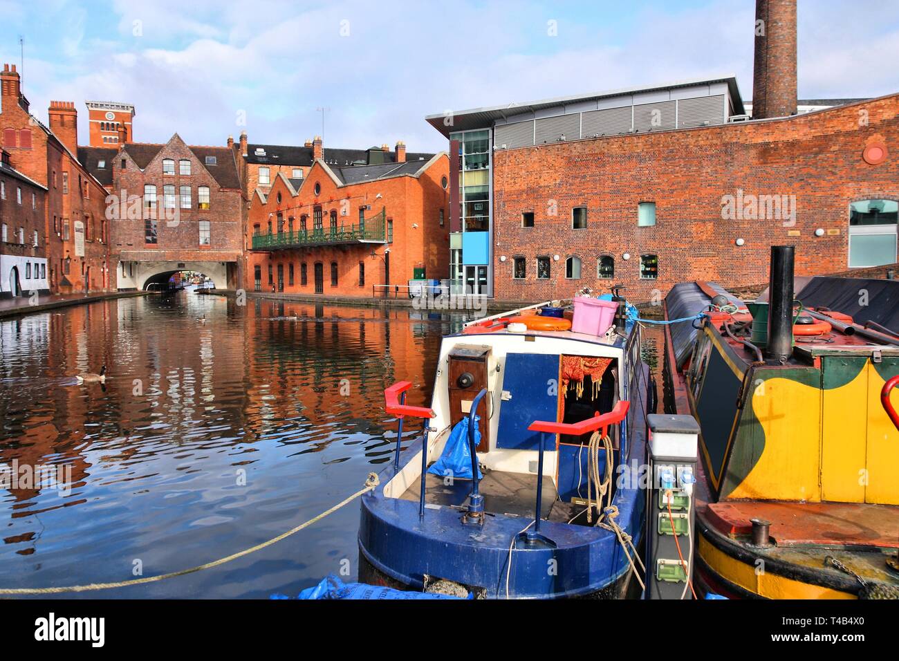 Acqua di Birmingham canal network - famoso Gas Street Basin. West Midlands in Inghilterra. Foto Stock