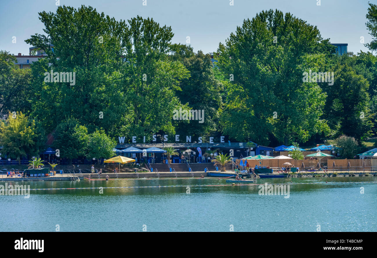 Strandbad, Weisser vedere, Weissensee, Berlino, Deutschland Foto Stock
