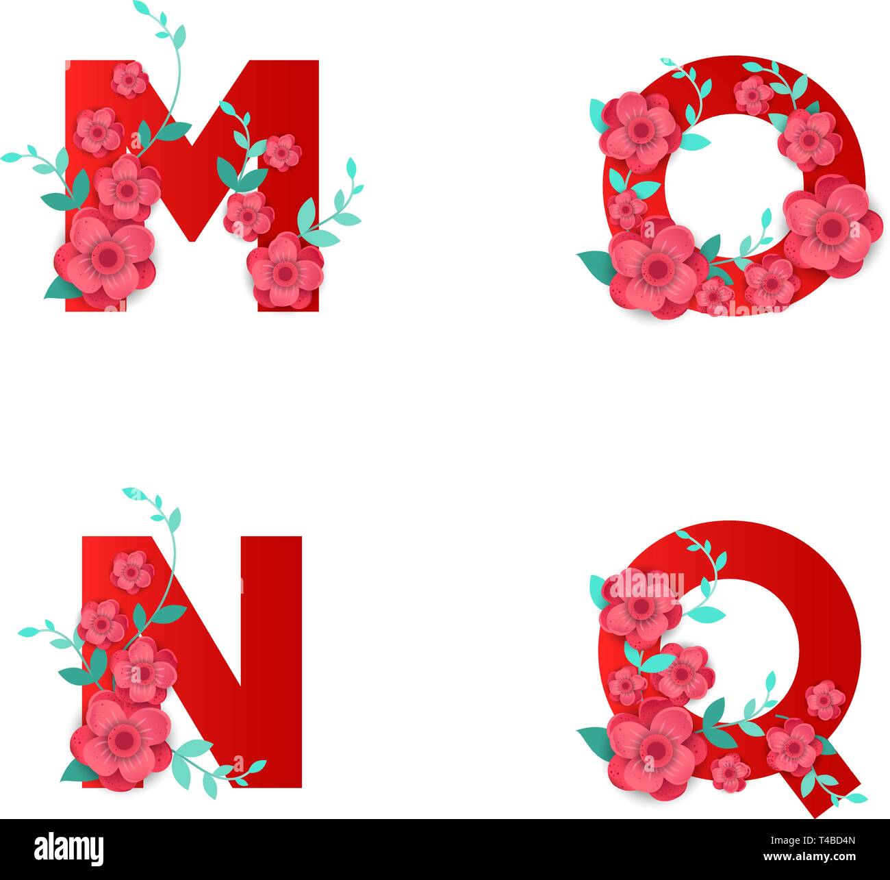 Creative gradiente astratto fiore lettere dell'alfabeto con fiori e foglie  Immagine e Vettoriale - Alamy