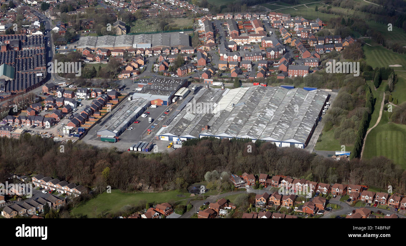 Vista aerea di Oriente Tame Business Park, Hyde, Manchester Foto Stock