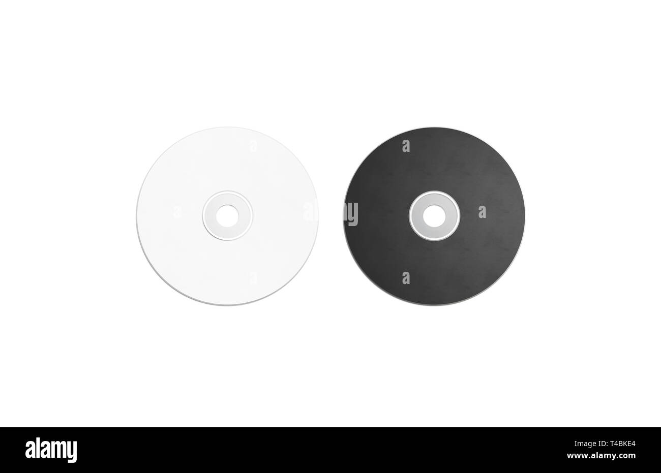 Vuoto in bianco e nero un compact disk mockup impostare, isolato, rendering  3d. Svuotare il lettore multimediale mock up, vista dall'alto. Cancellare  il cd o il dvd per il modello di archiviazione