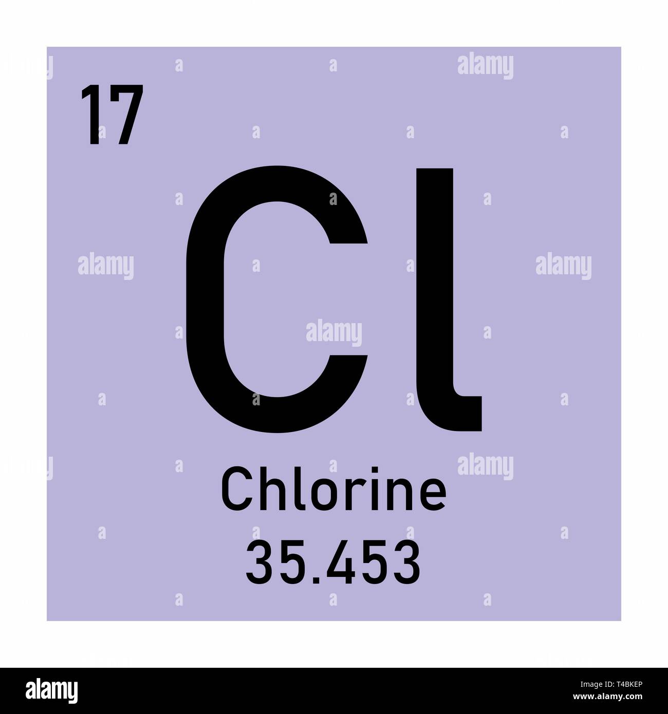 Tavola periodica elemento icona di cloro Illustrazione Vettoriale