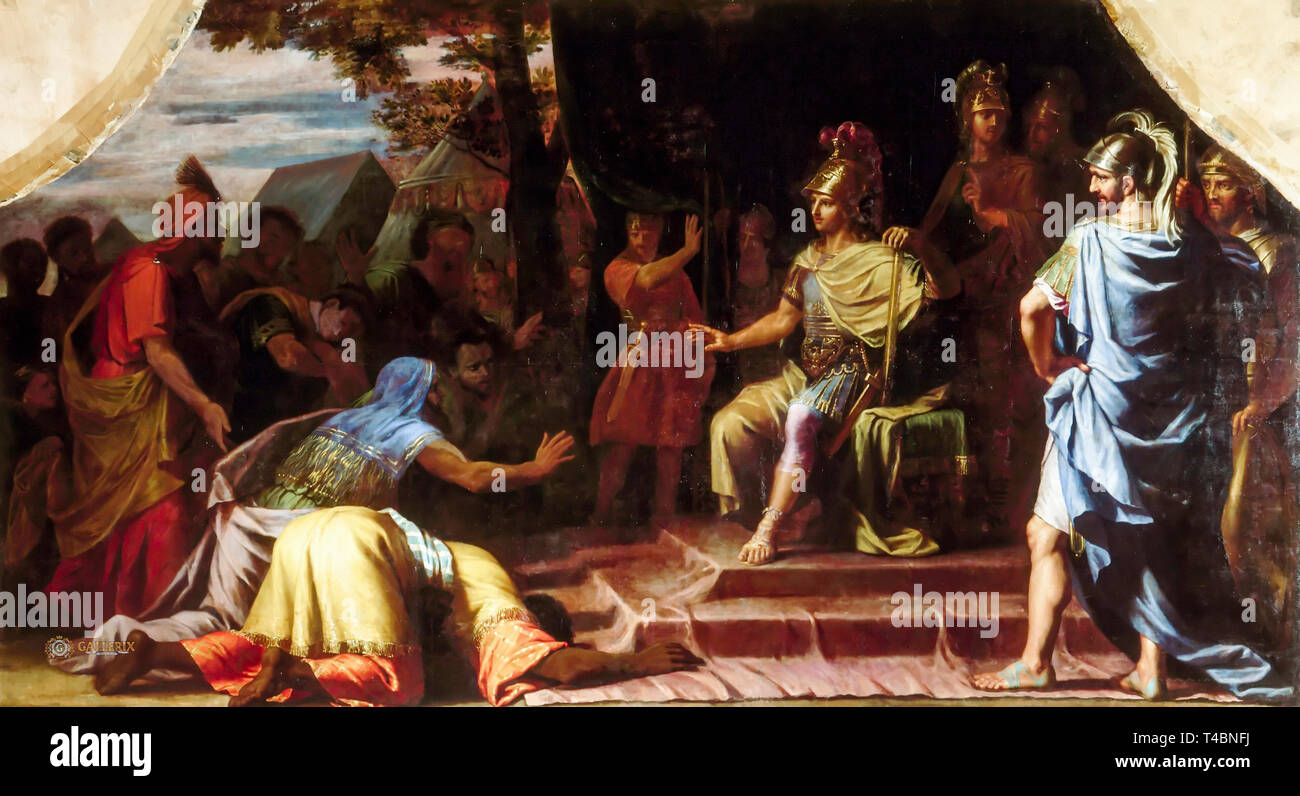 Alessandro il Grande riceve la notizia della morte di immolazione dell'Indiano Gymnosophist Calanus, dipinto da Giovanni Battista de Champaigne, 1672 Foto Stock