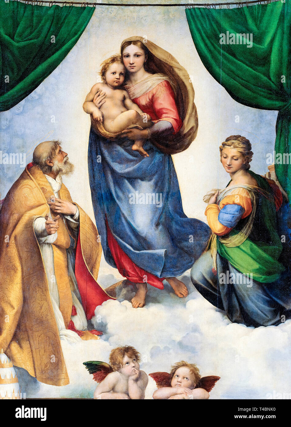Raffaello, la Madonna Sistina, pittura rinascimentale, circa 1512 Foto Stock