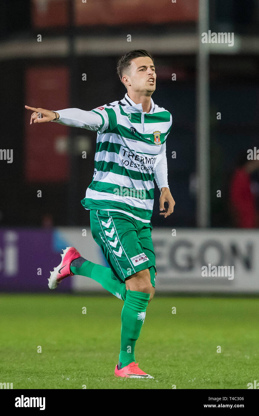 AMSTERDAM, Sportpark De Toekomst, 15-04-2019 , Stagione 2018 / 2019 , olandese Keuken Kampioen Divisie. Risultato finale 5-2, GA Eagles giocatore Gor Agbaljan durante il match Jong Ajax - andare avanti aquile Foto Stock