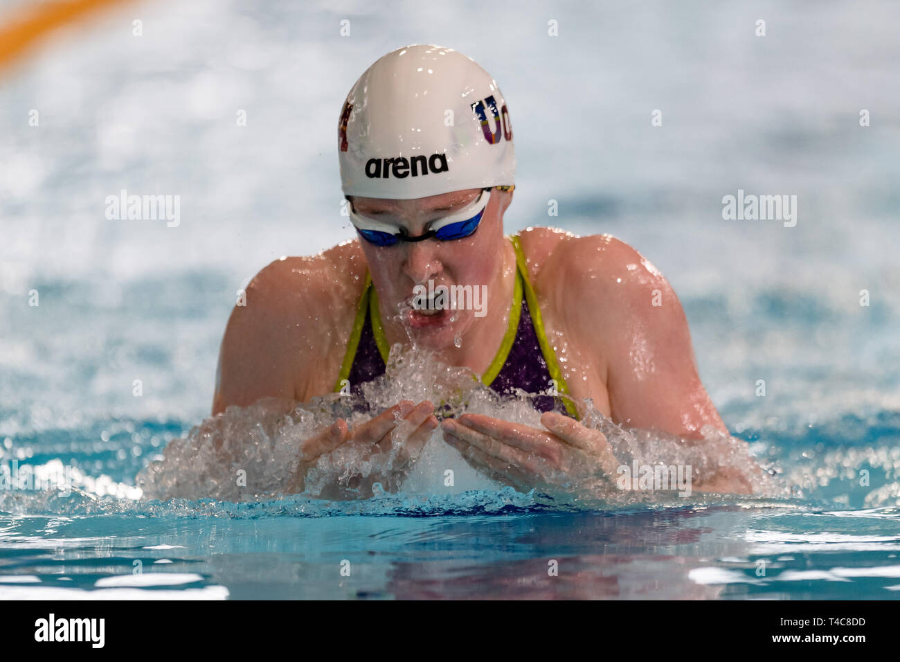 Glasgow, Regno Unito. Xvi Apr, 2019. Hannah Miley di Aberdeen per in donne aprire 400m IM durante il British Swimming Championships 2019 a Tollcross International centro nuoto Martedì, Aprile 16, 2019 in Glasgow Scotland. Credito: Taka G Wu/Alamy Live News Foto Stock